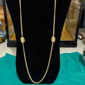 Kenneth Jay Lane Necklace 3D Cut Filigree Goldtone Signed Necklace